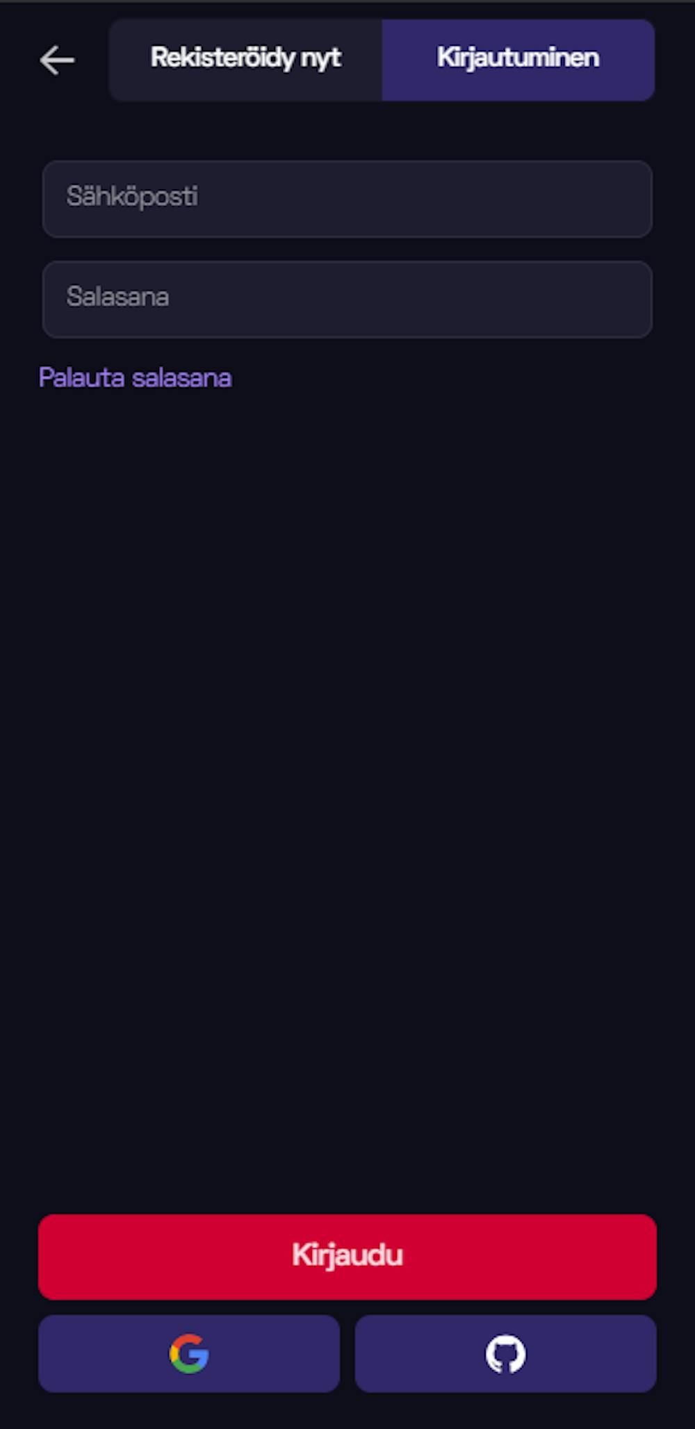 Ybets kasinon pelitili avataan rekisteröitymällä.