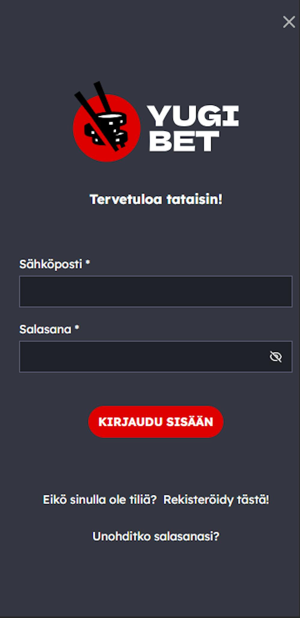 Yugi Bet kasinolle rekisteröityminen ja pelitilin avaaminen